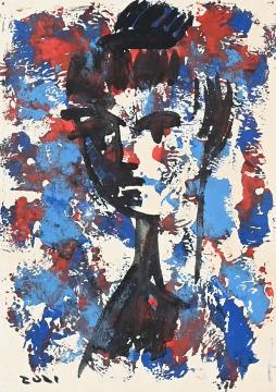 Zoltán Gábor_Portret Renate Potroško rojene Dobošič_tempera-karton_13x9cm